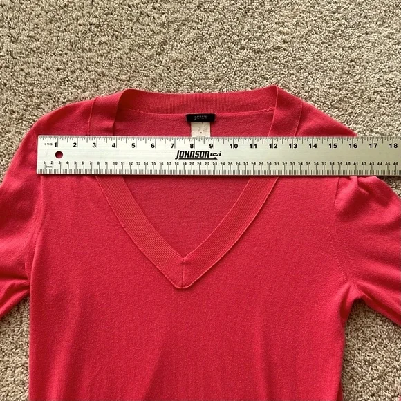 J Crew Womens Sweater Salmon Long Sleeve V Neck Cotton Summer Medium RN77388 - Picture 8 of 12